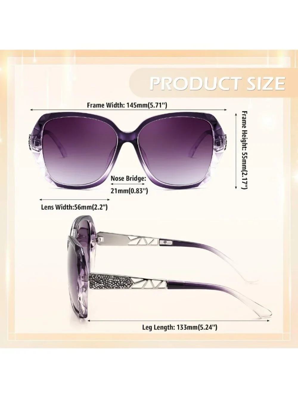 Stylish Polarized Square Sunglasses for Women - Shiny Frame, UV Protection